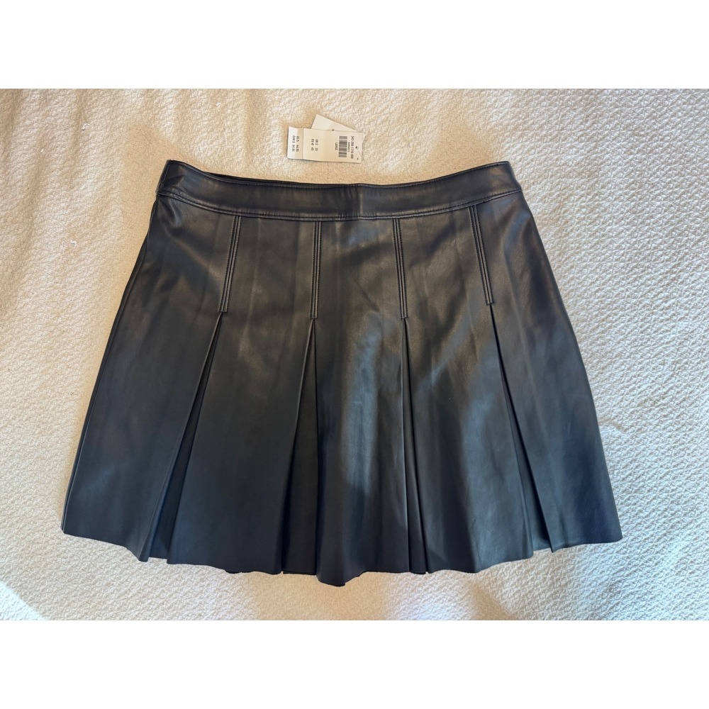 Hollister Black Faux Leather Pleated Mini Skirt Ultra High-Rise NWT Large